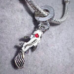 Silver Tone White Koi Fish Dangle Charm fits Pandora